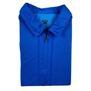 QOR Mens Royal Blue Performance Polartec Half Zip Short Sleeve Polo Shirt Size M